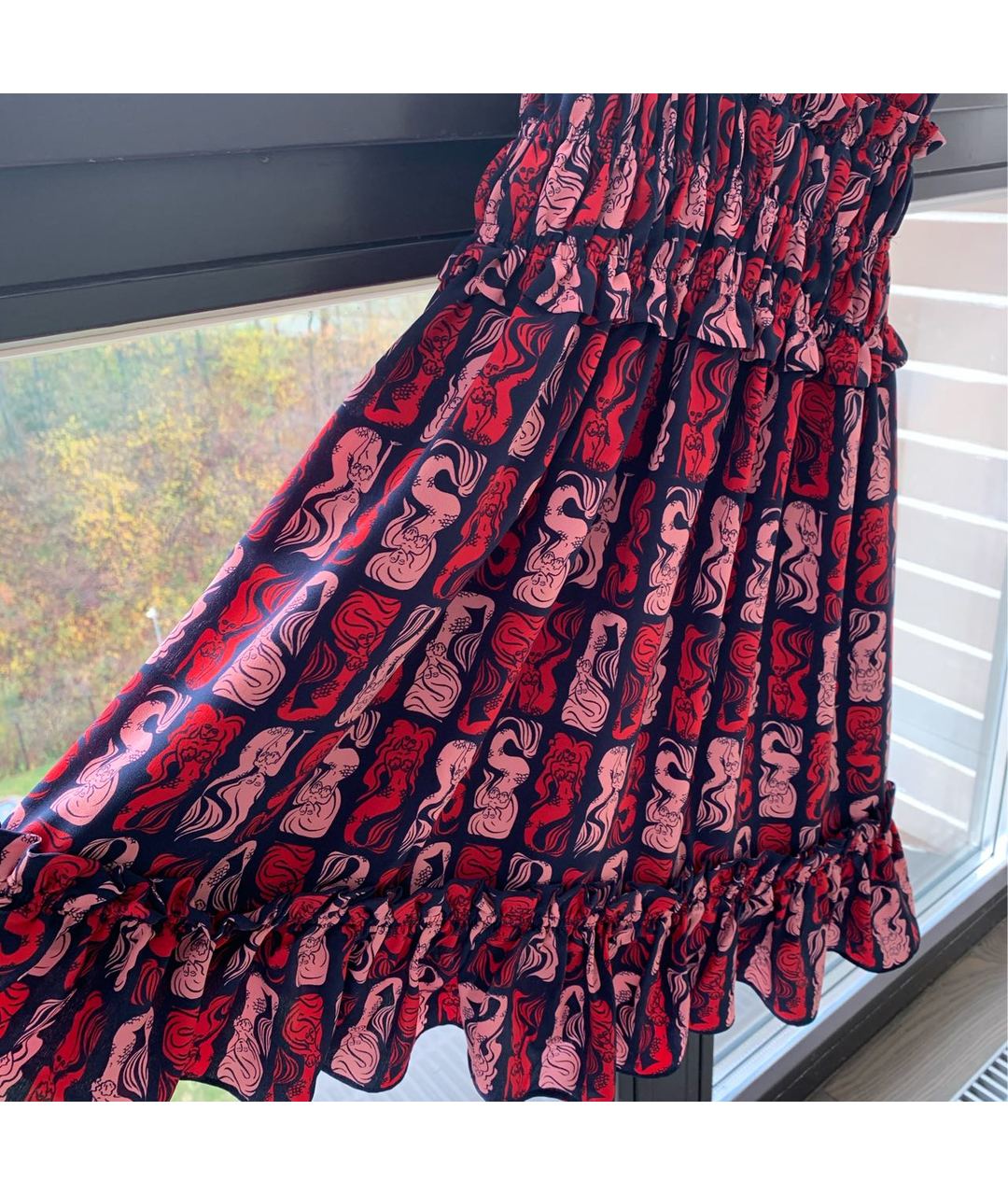 KENZO Бордовое шелковое повседневное платье, фото 5