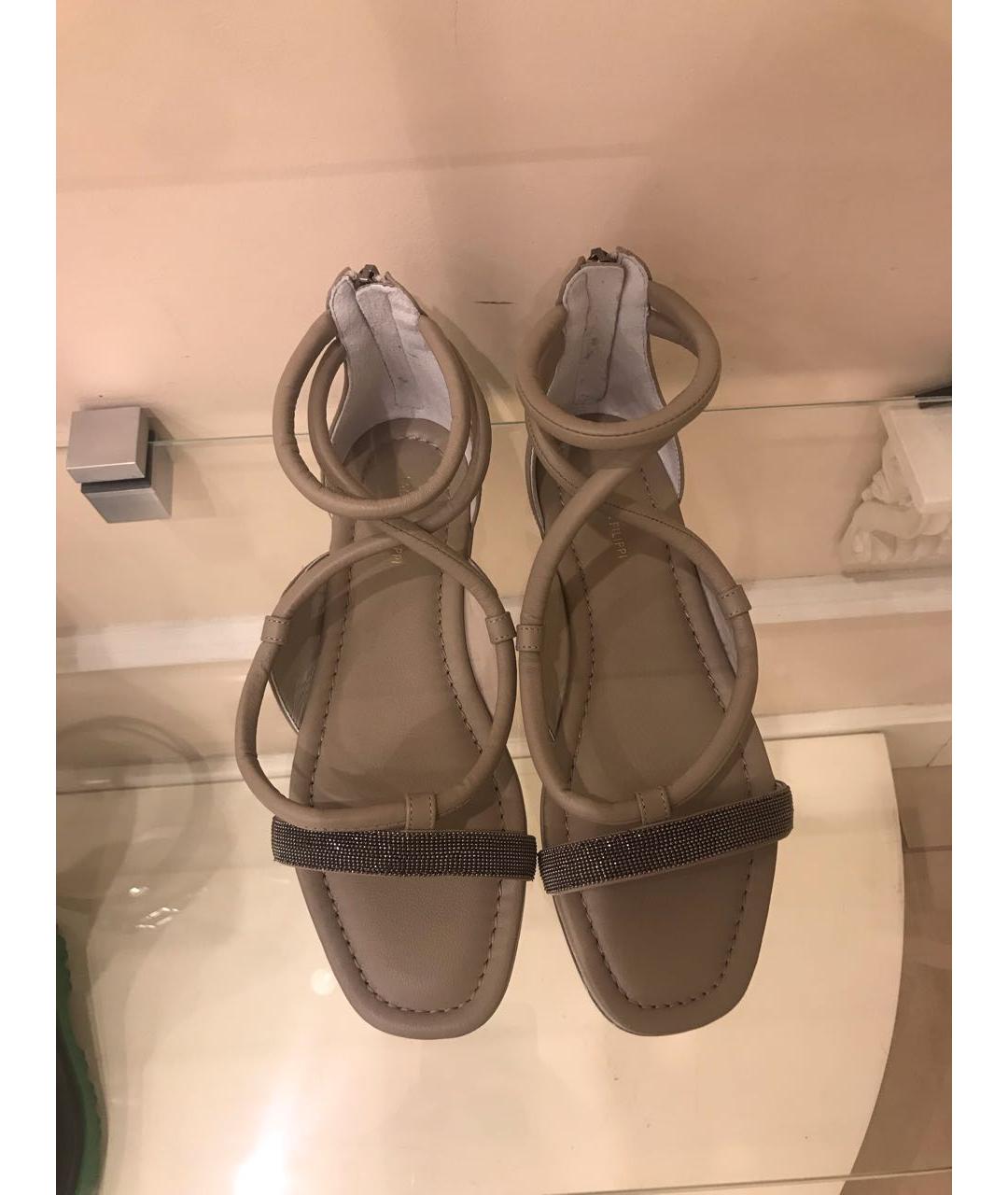 FABIANA FILIPPI Серые кожаные сандалии, фото 2