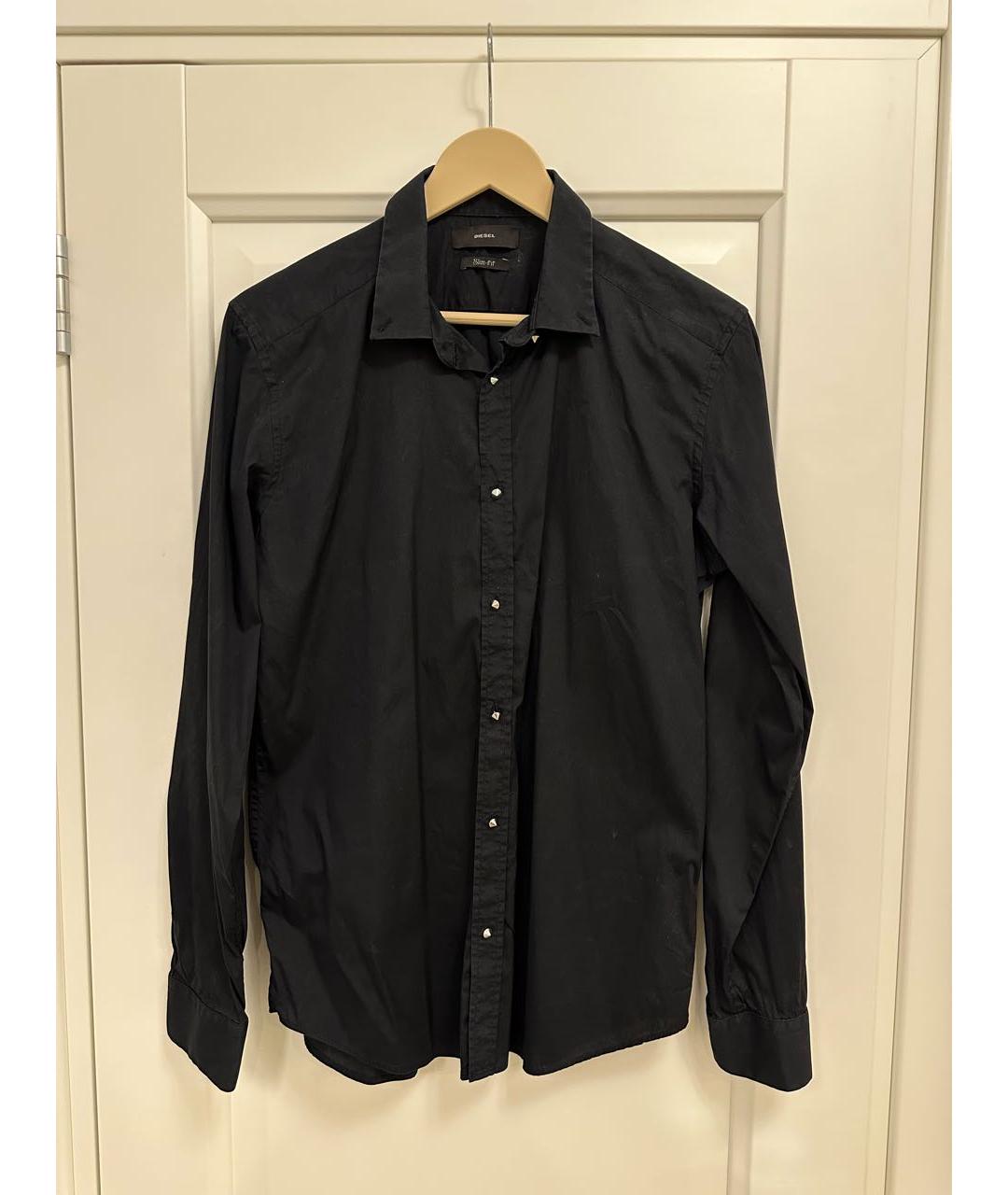 DIESEL Черная хлопко-полиэстеровая кэжуал рубашка, фото 5