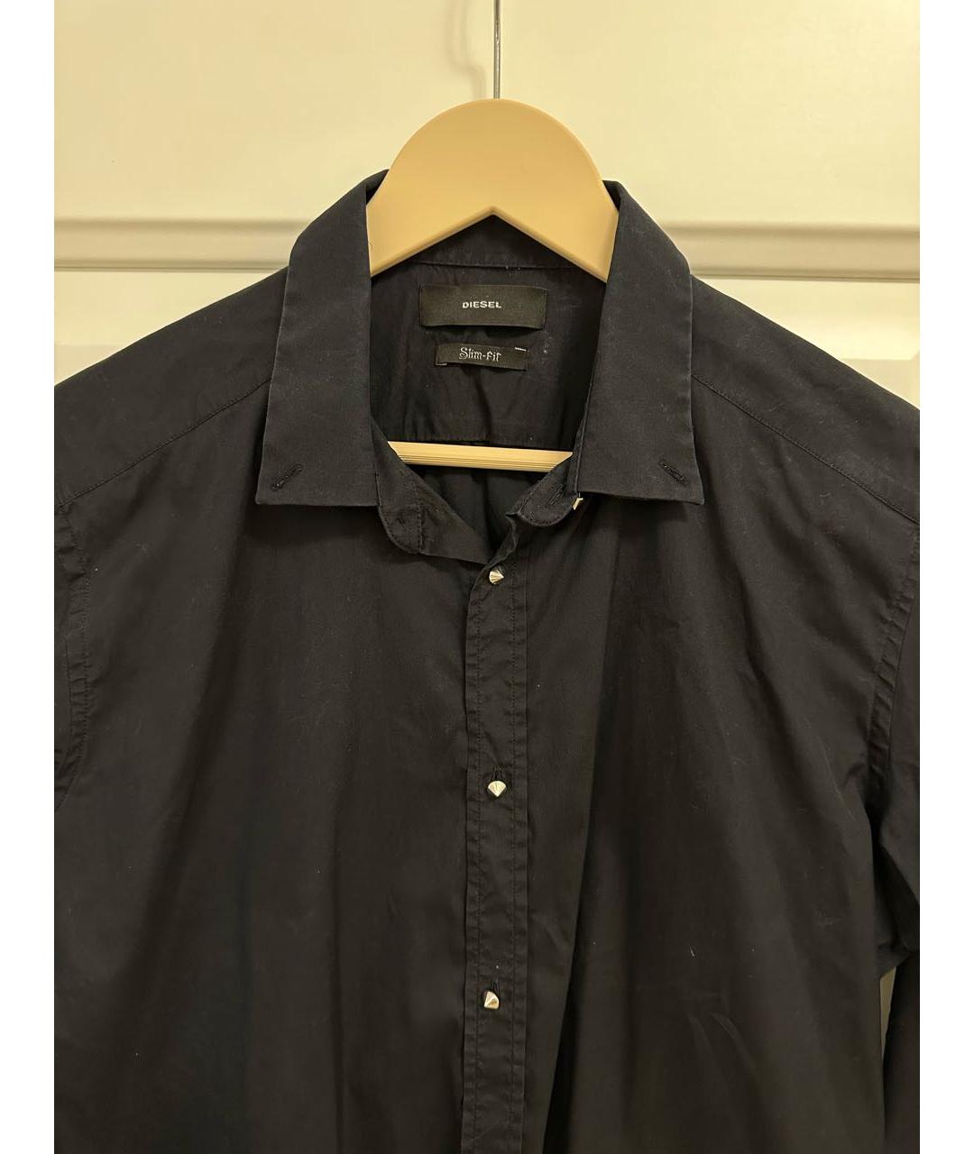 DIESEL Черная хлопко-полиэстеровая кэжуал рубашка, фото 3