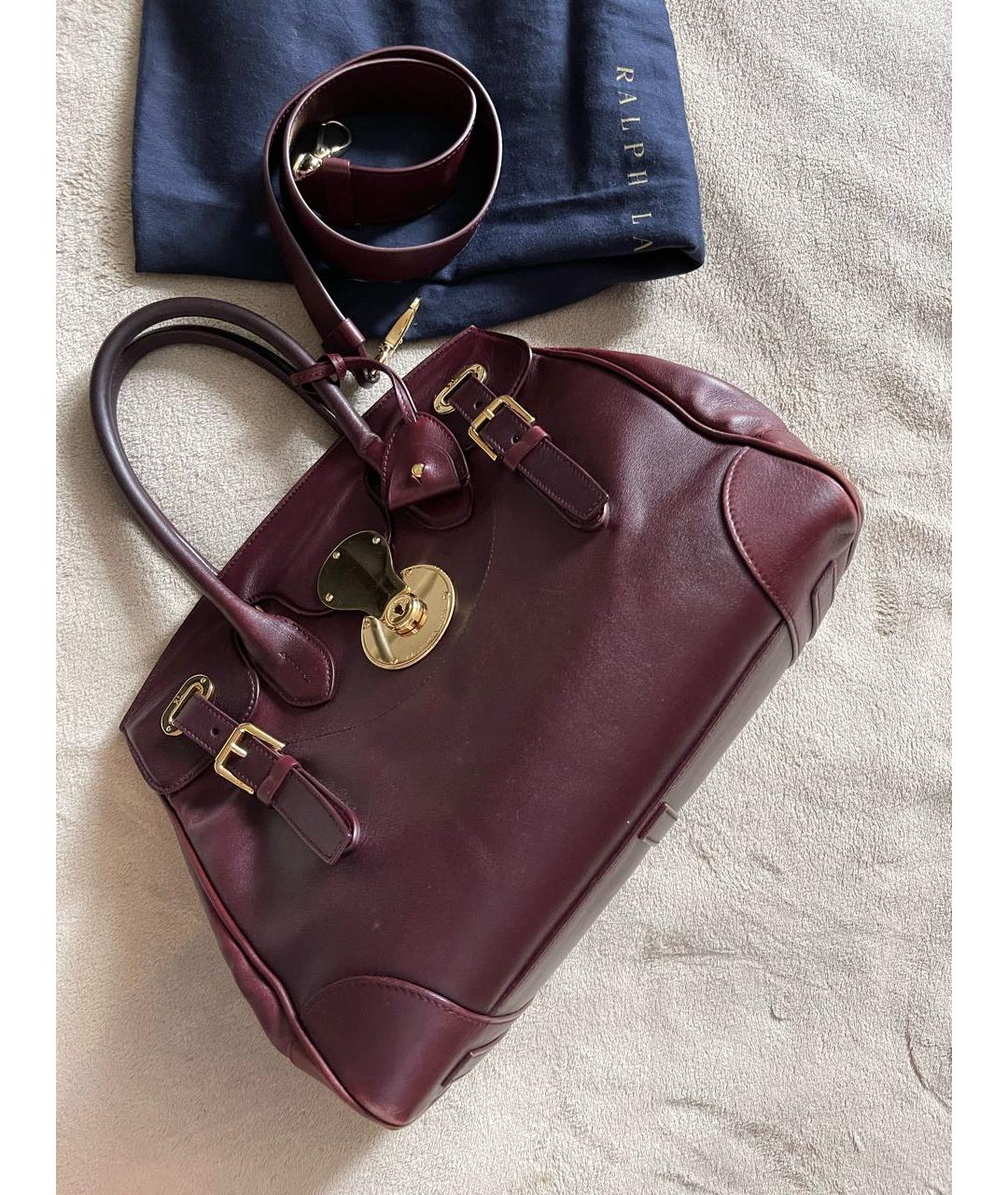 RALPH LAUREN Бордовая кожаная сумка тоут, фото 5