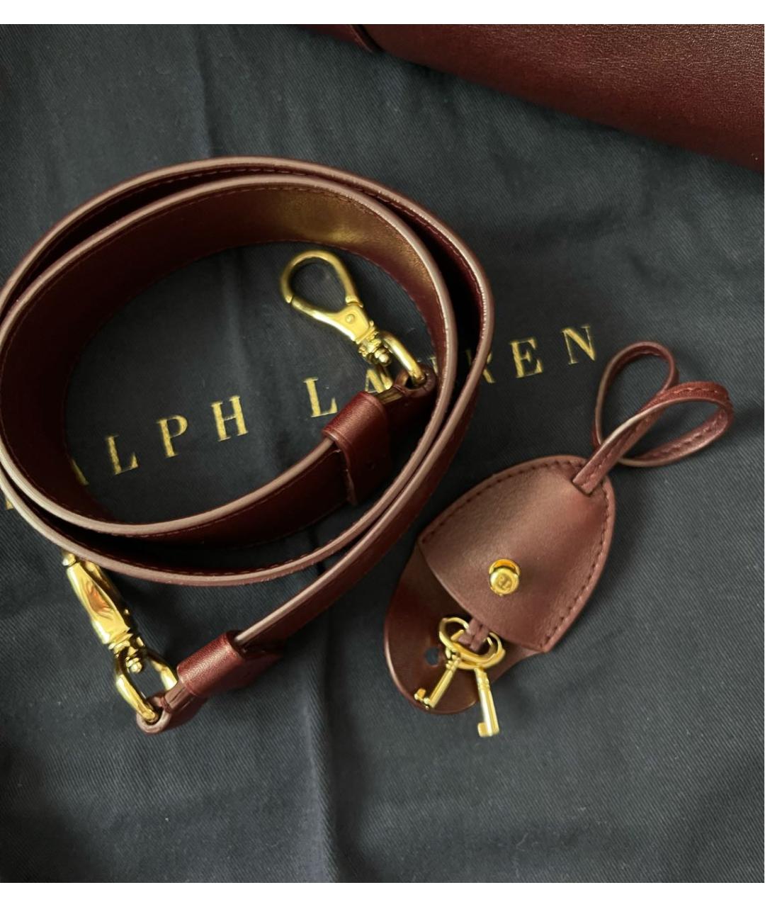RALPH LAUREN Бордовая кожаная сумка тоут, фото 4