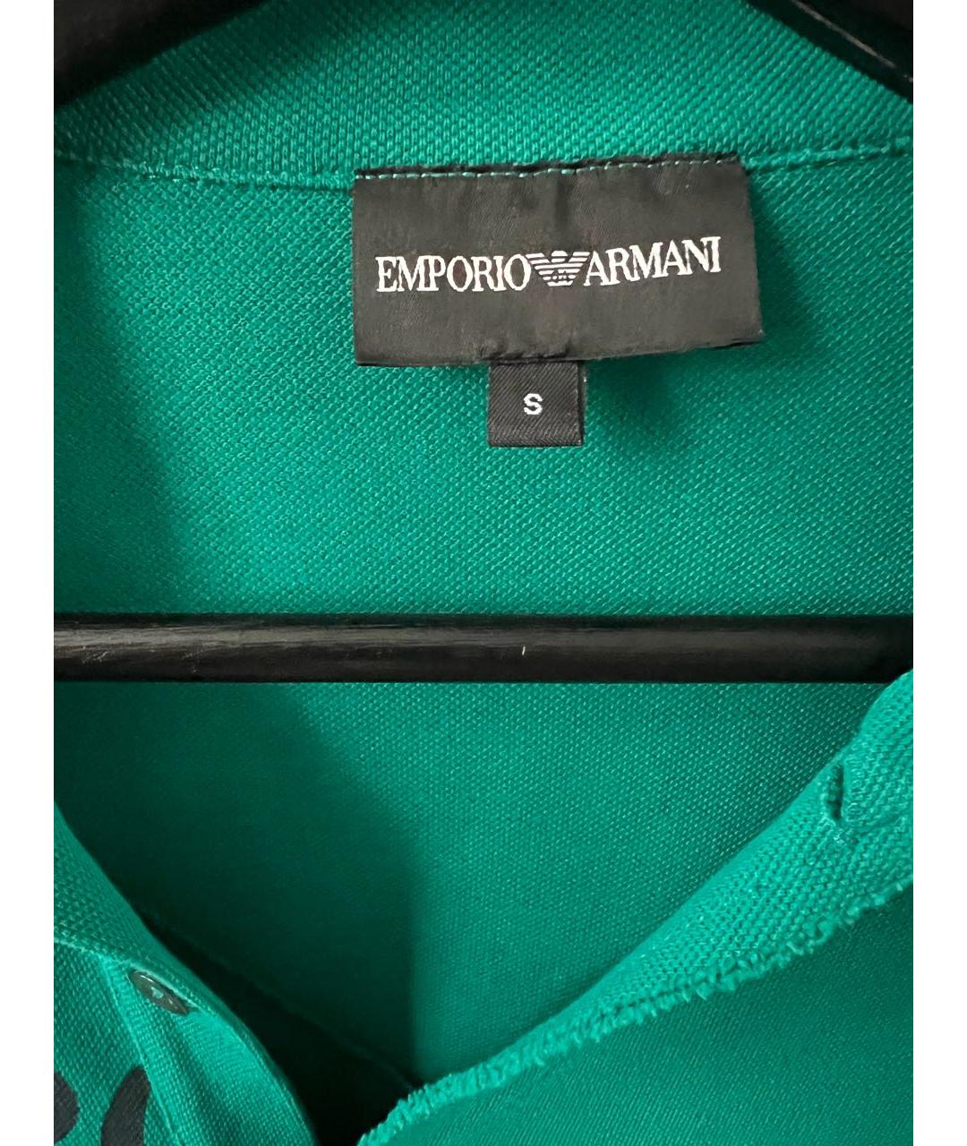 EMPORIO ARMANI Зеленые хлопковое поло с коротким рукавом, фото 3