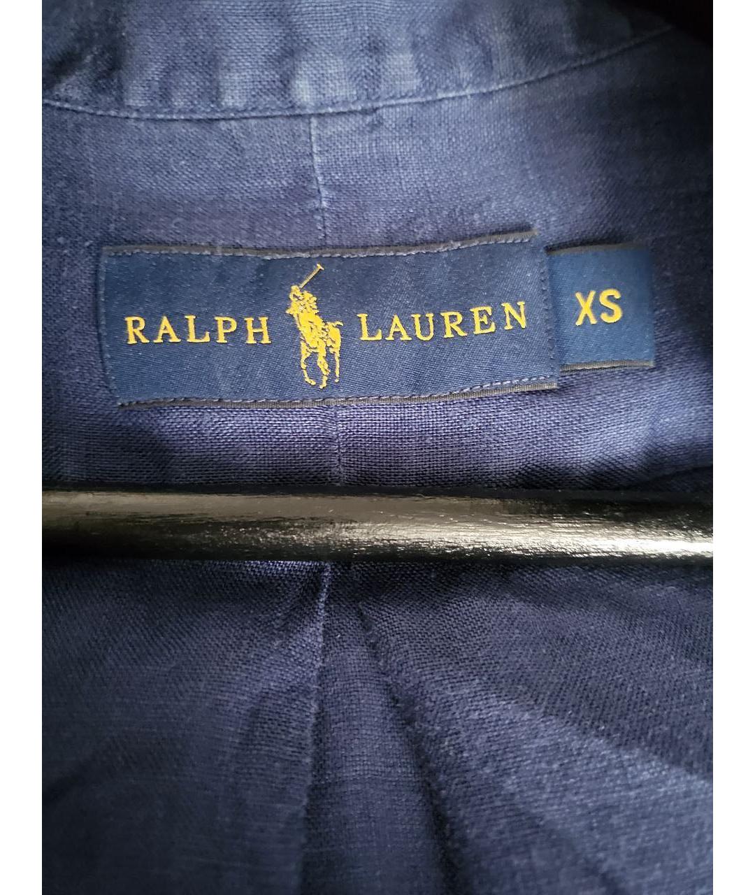 POLO RALPH LAUREN Темно-синяя льняная кэжуал рубашка, фото 3