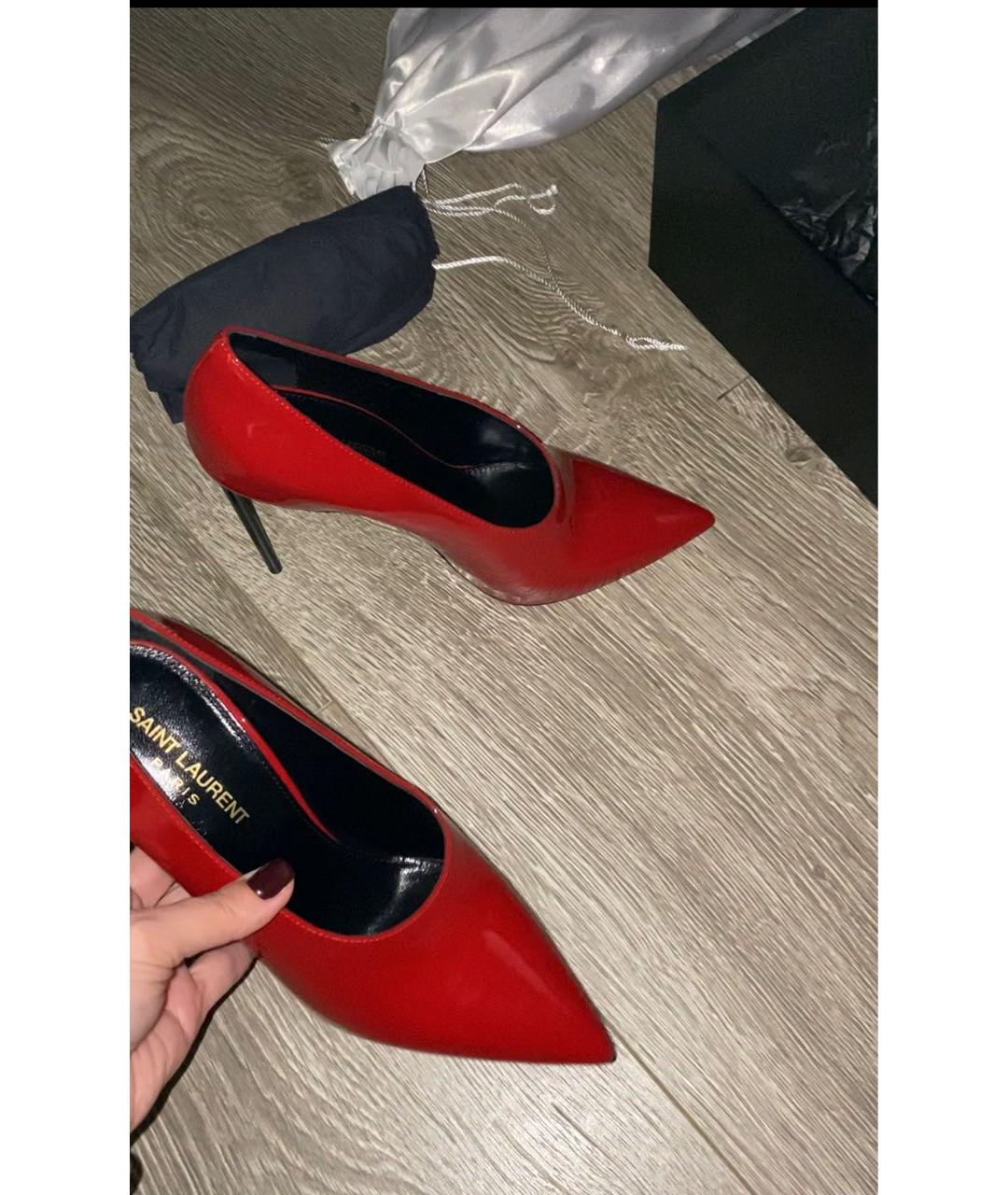 SAINT LAURENT Красные туфли из лакированной кожи, фото 4
