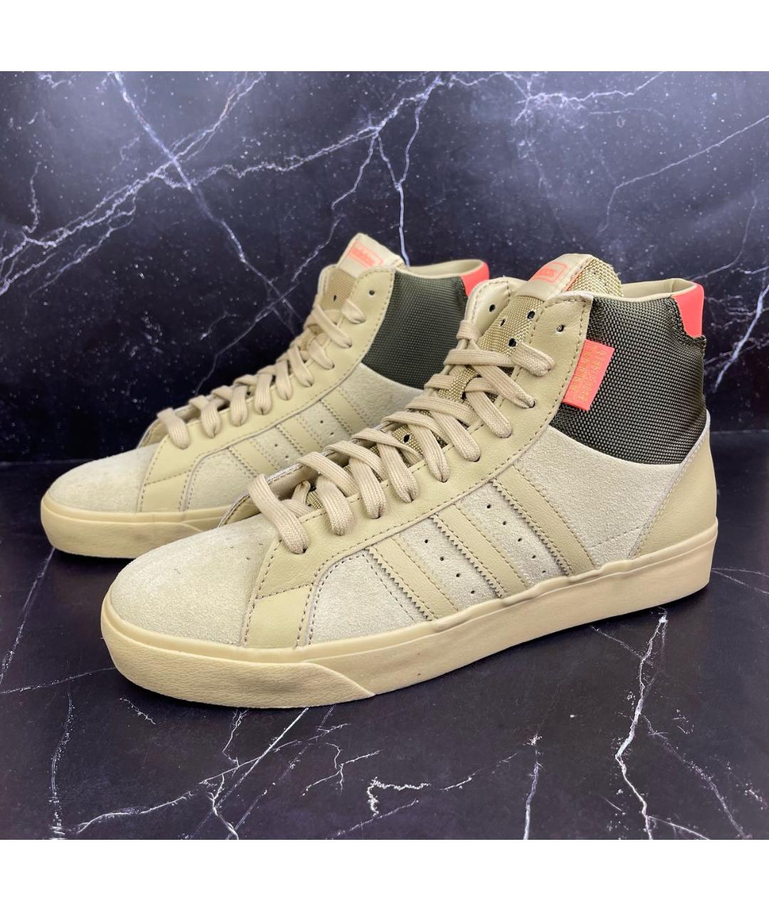 ADIDAS Горчичные замшевые высокие кроссовки / кеды, фото 2