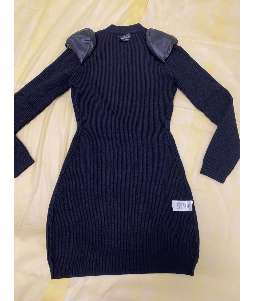 ELISABETTA FRANCHI Черное шерстяное коктейльное платье, фото 3