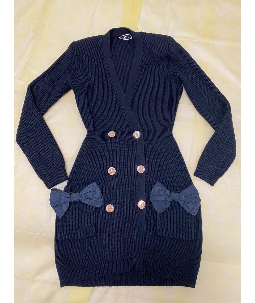 ELISABETTA FRANCHI Черное шерстяное коктейльное платье, фото 5