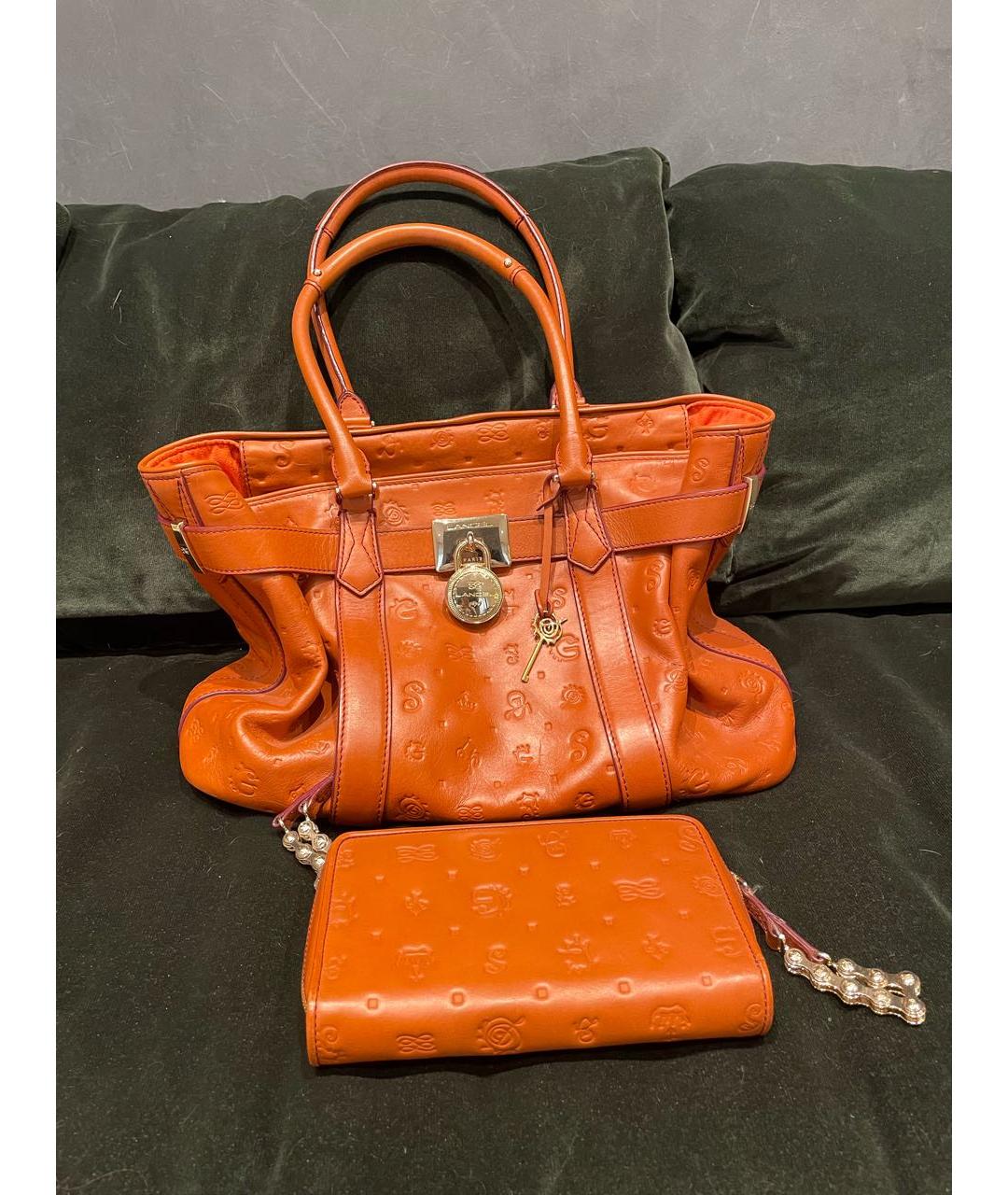 LANCEL Оранжевая кожаная сумка тоут, фото 5
