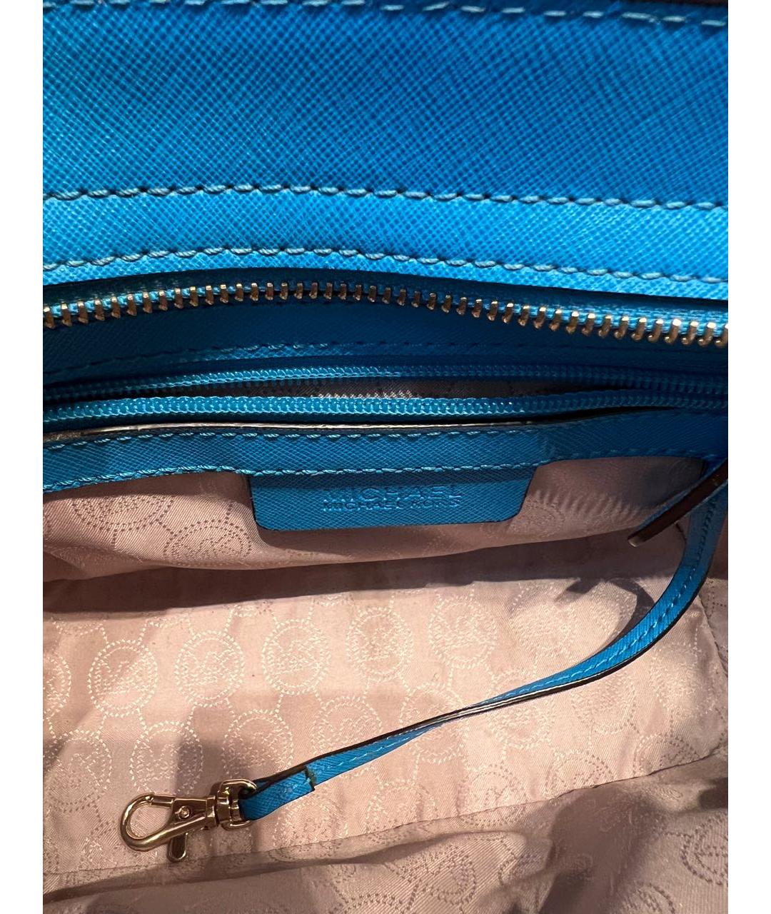 MICHAEL KORS Голубая сумка тоут из искусственной кожи, фото 5