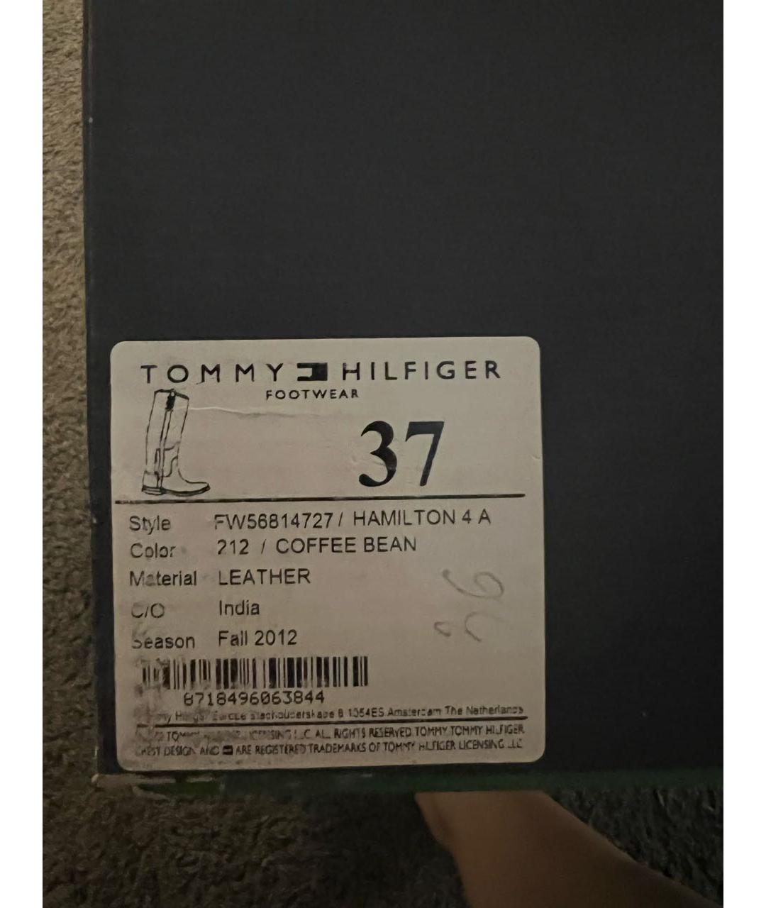 TOMMY HILFIGER Коричневые кожаные сапоги, фото 8