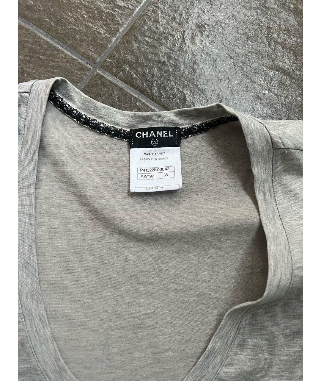 CHANEL Серая хлопковая футболка, фото 3