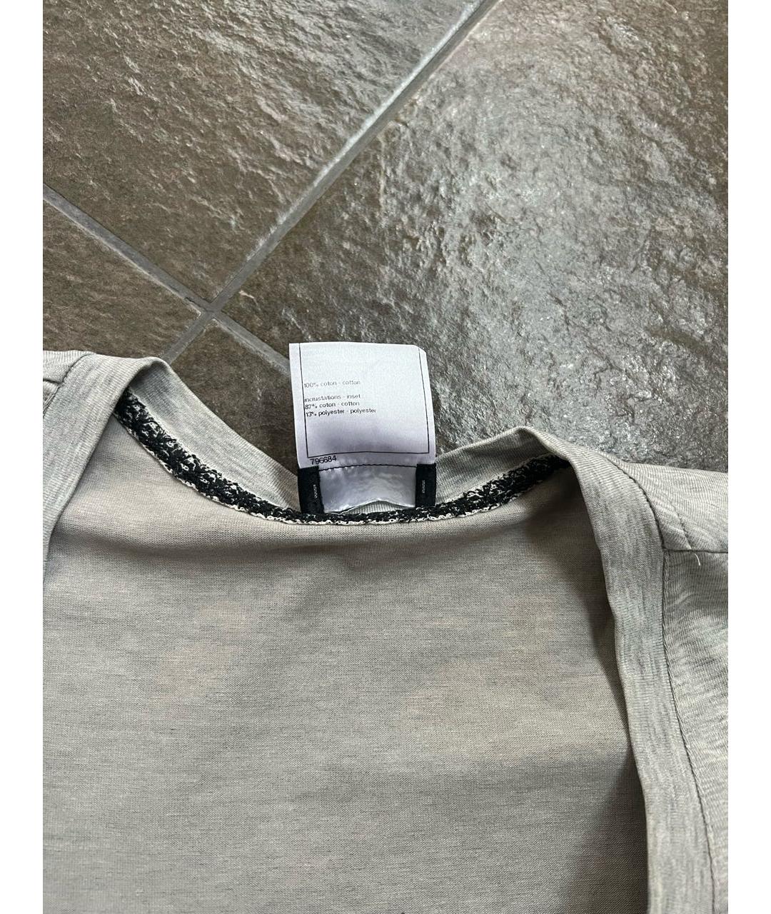 CHANEL Серая хлопковая футболка, фото 4