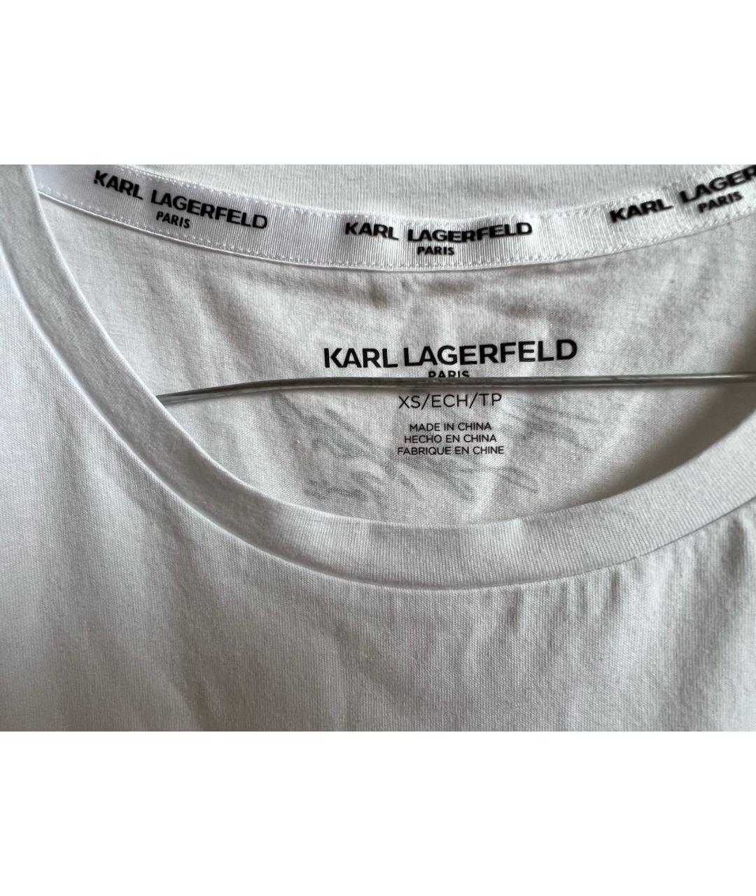 KARL LAGERFELD Белая хлопковая футболка, фото 4