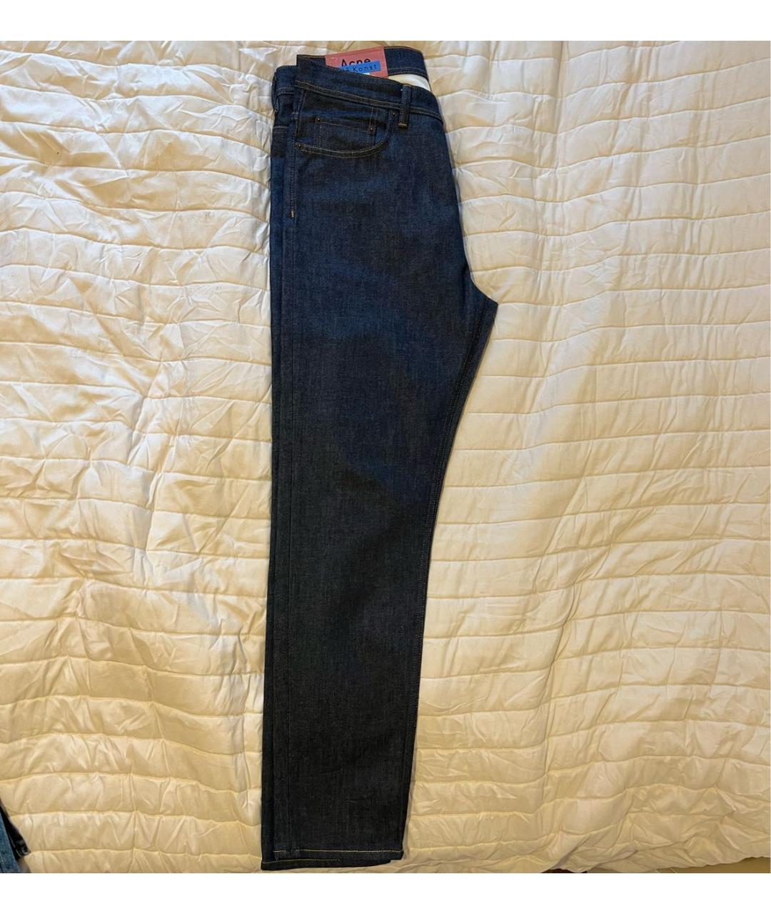 ACNE STUDIOS Темно-синие хлопковые прямые джинсы, фото 4