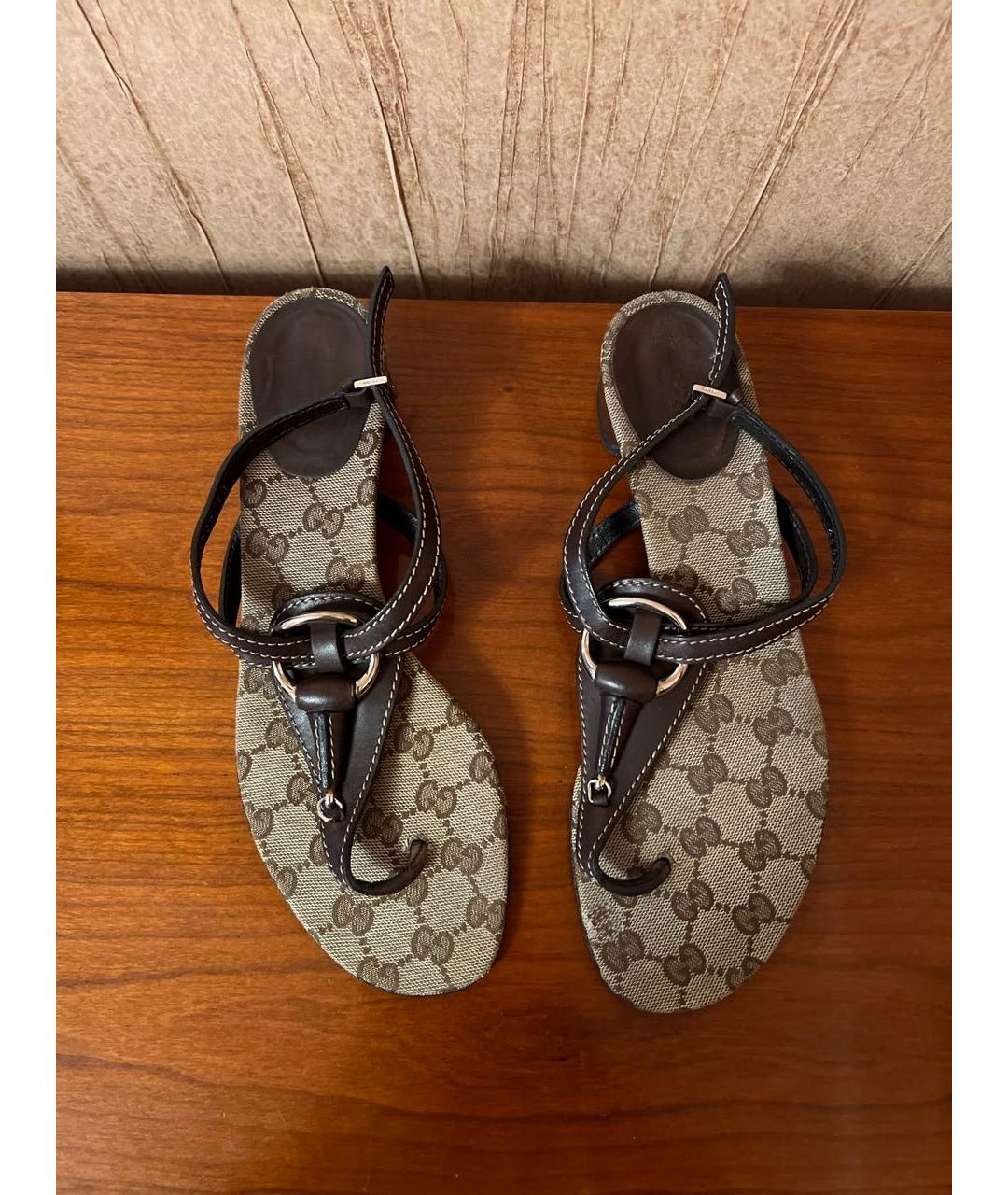 GUCCI Коричневые кожаные сандалии, фото 3