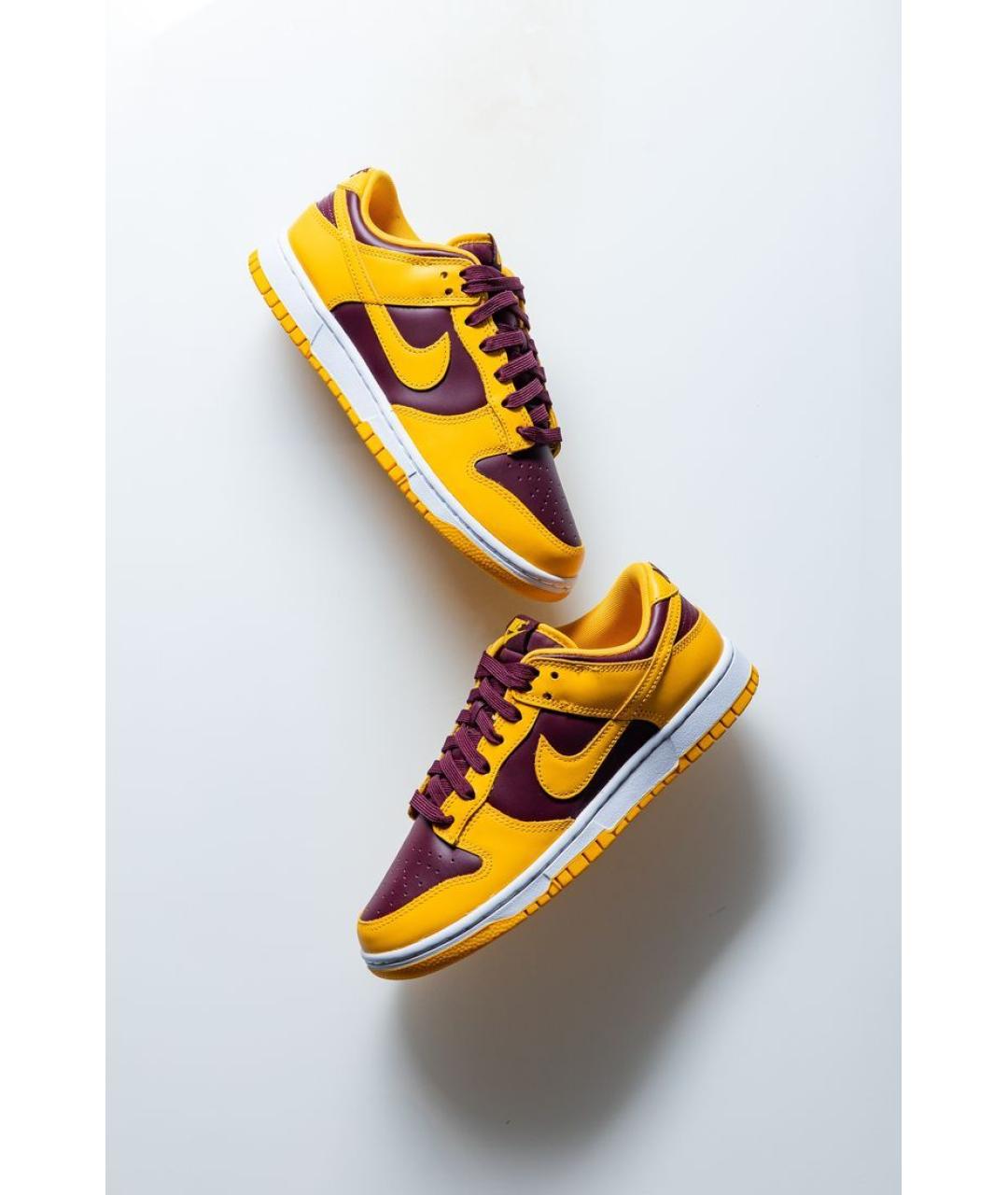 NIKE Желтые кожаные низкие кроссовки / кеды, фото 5