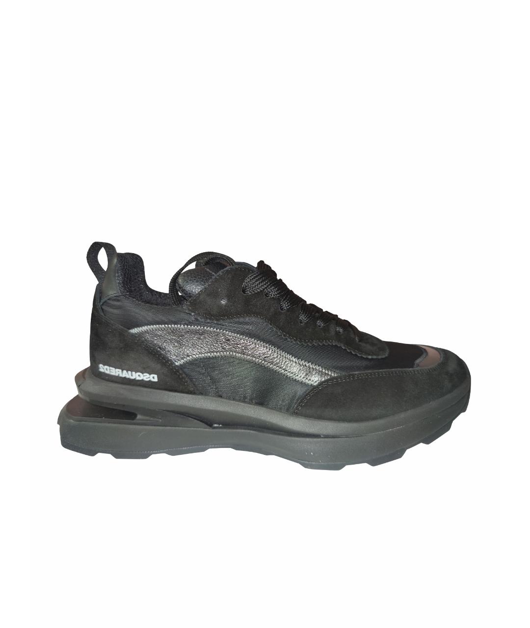DSQUARED2 Черные замшевые низкие кроссовки / кеды, фото 1