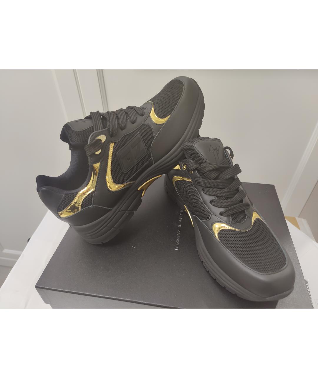 GIUSEPPE ZANOTTI DESIGN Черные кожаные низкие кроссовки / кеды, фото 2