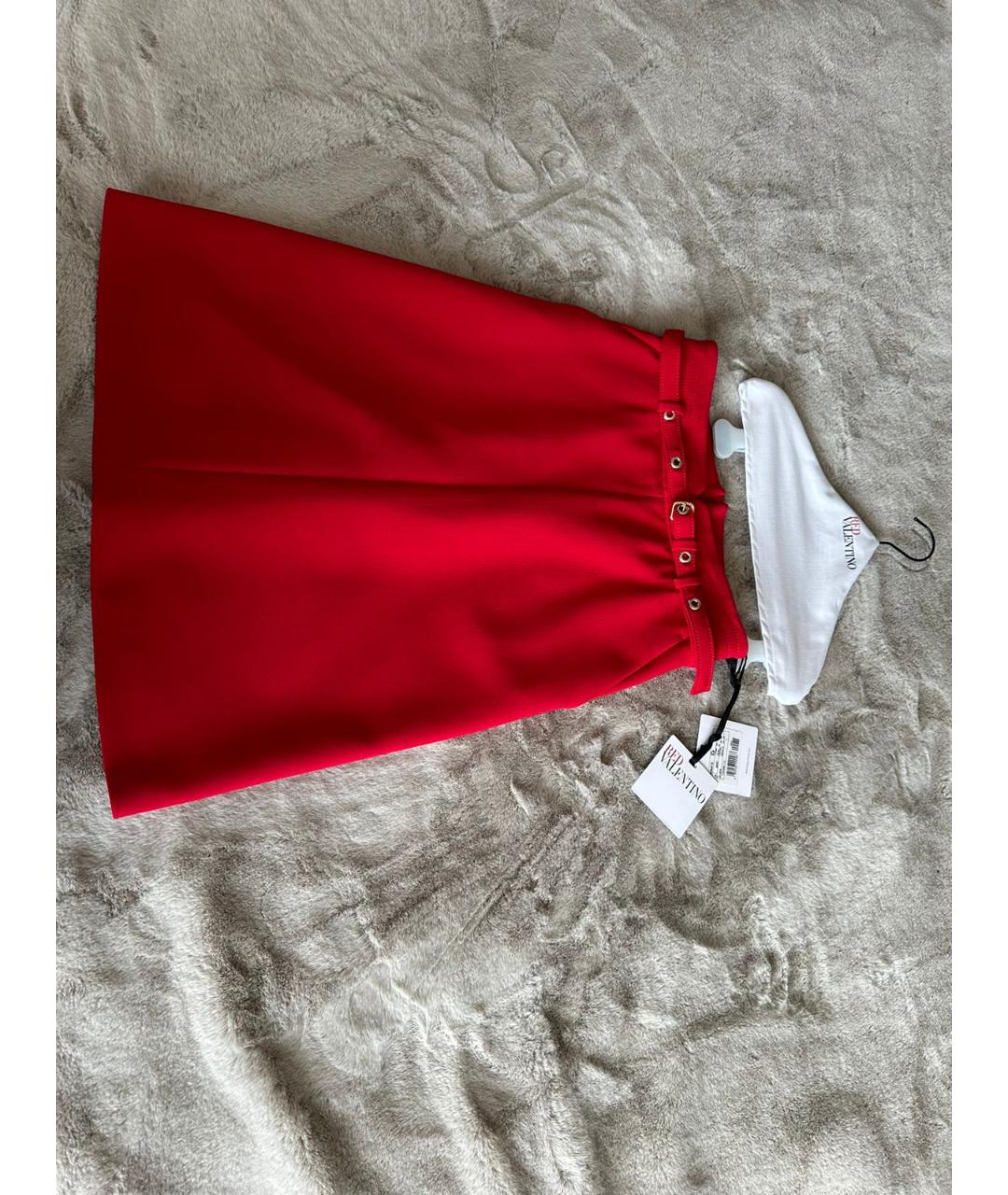 RED VALENTINO Красная полиэстеровая юбка миди, фото 4