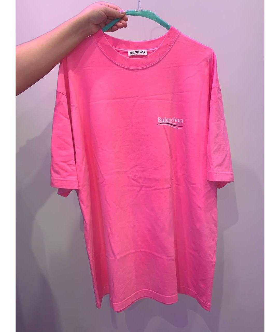 BALENCIAGA Розовая хлопковая футболка, фото 5