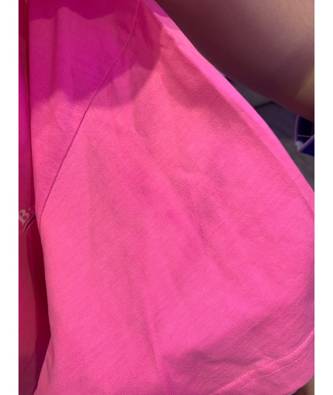 BALENCIAGA Розовая хлопковая футболка, фото 4