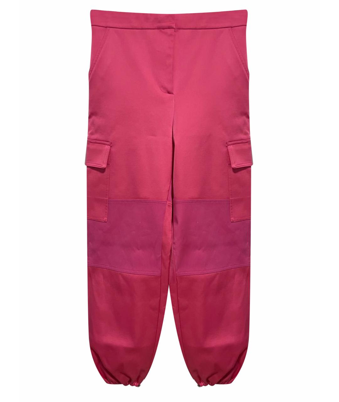 BLUMARINE Розовые хлопковые прямые брюки, фото 1