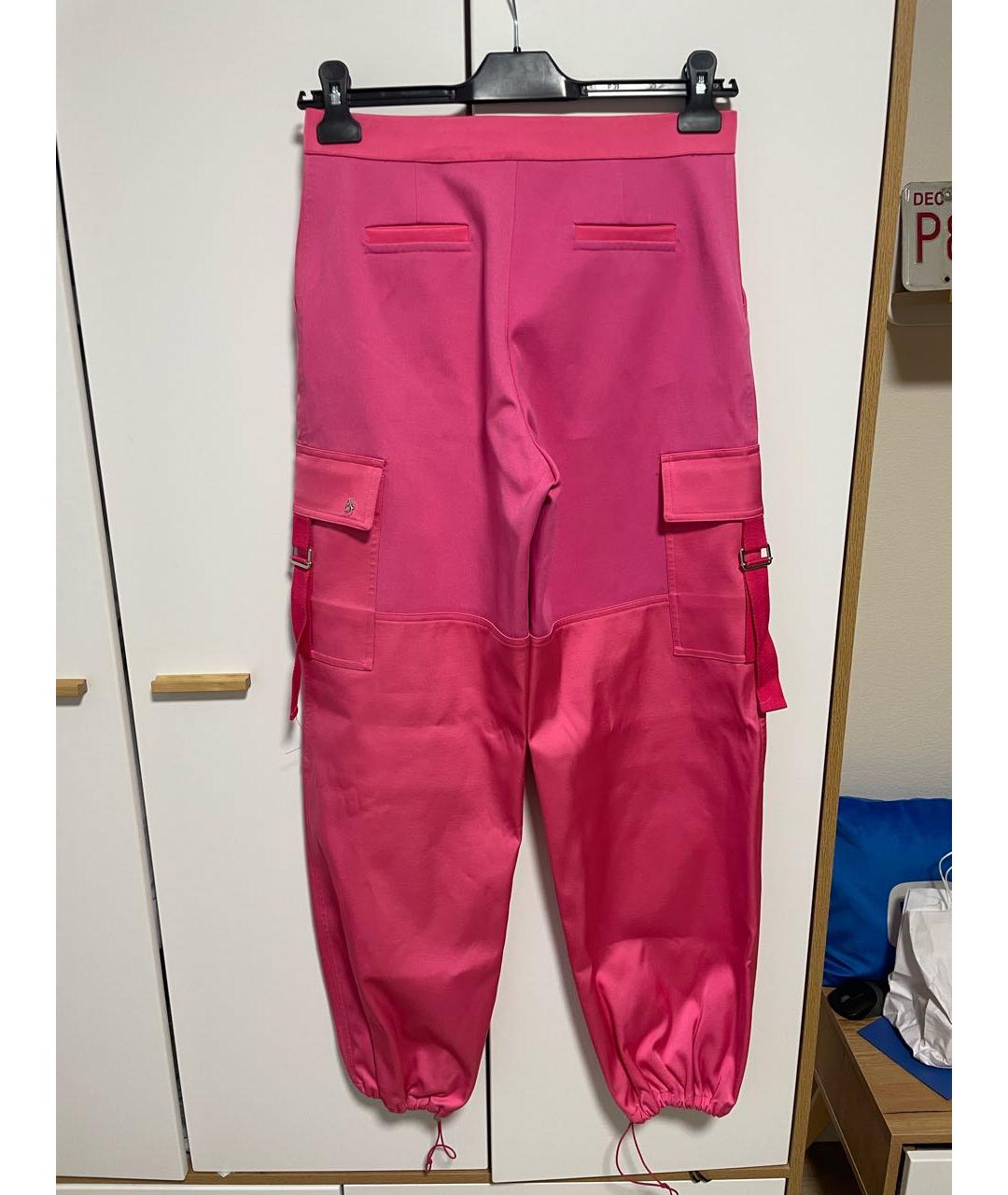 BLUMARINE Розовые хлопковые прямые брюки, фото 2