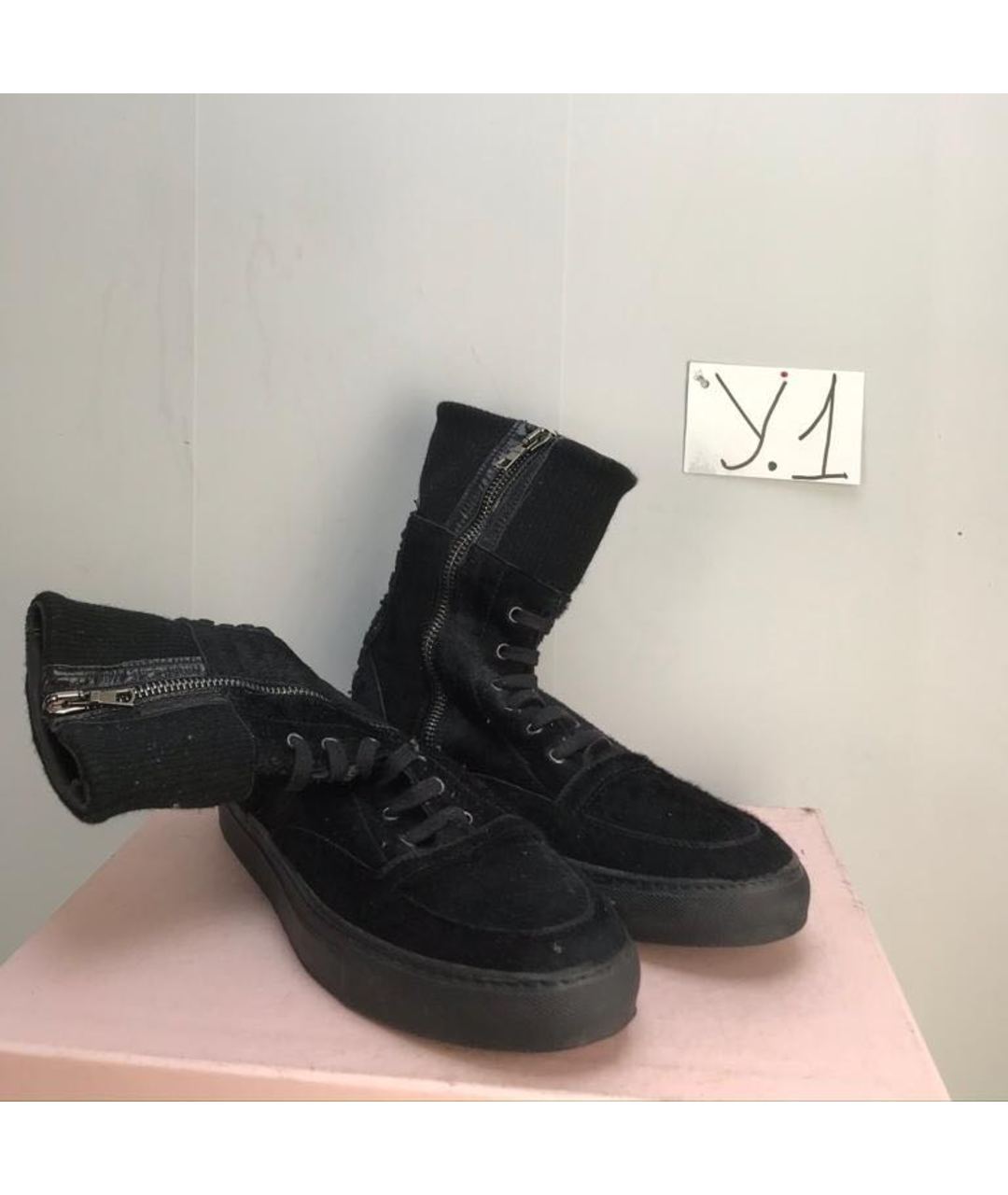 Les Hommes Черные кожаные высокие ботинки, фото 4