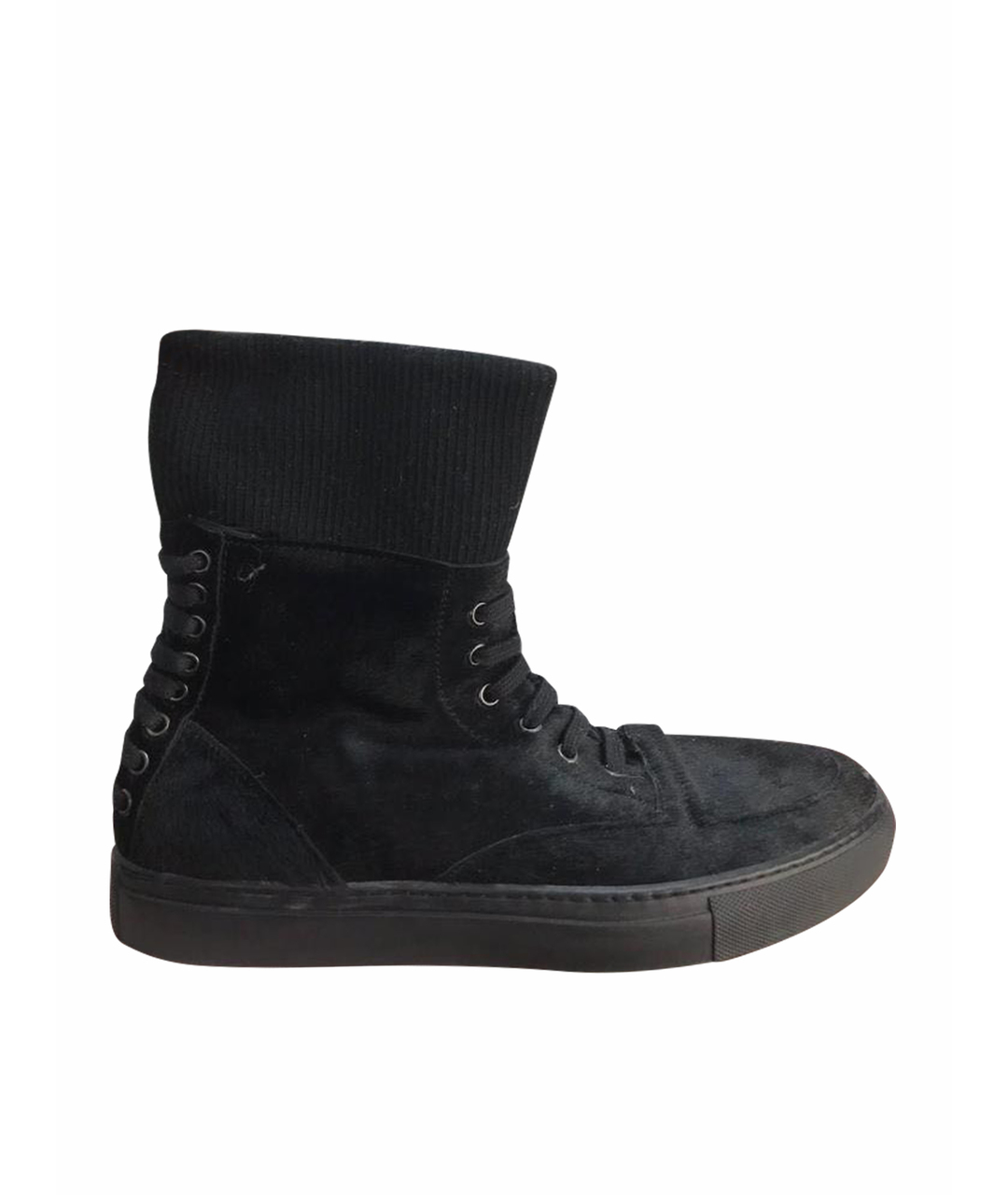 Les Hommes Черные кожаные высокие ботинки, фото 1