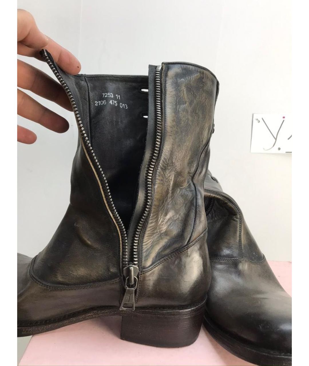 JOHN VARVATOS Коричневые кожаные высокие ботинки, фото 5
