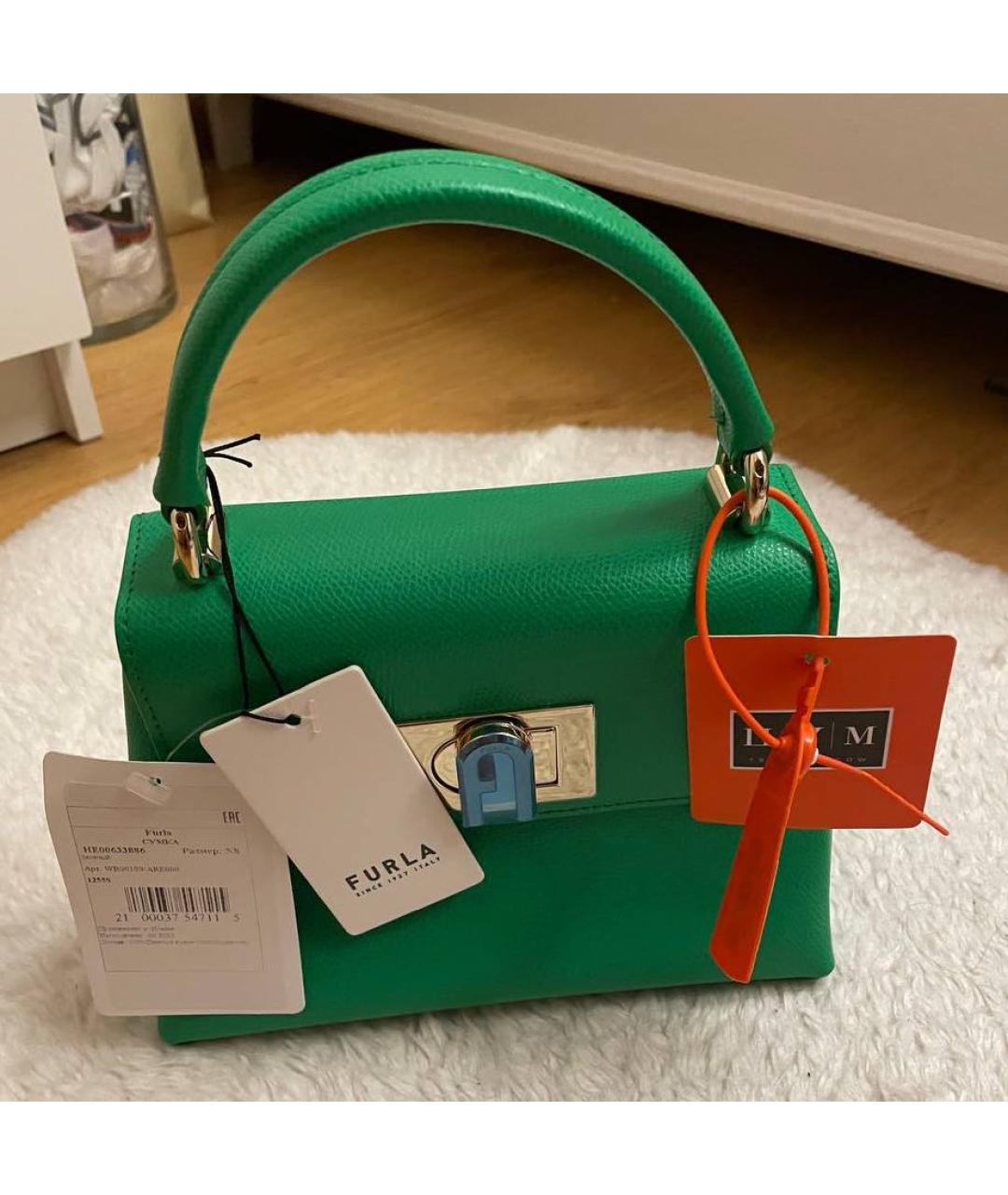 FURLA Зеленая кожаная сумка через плечо, фото 3