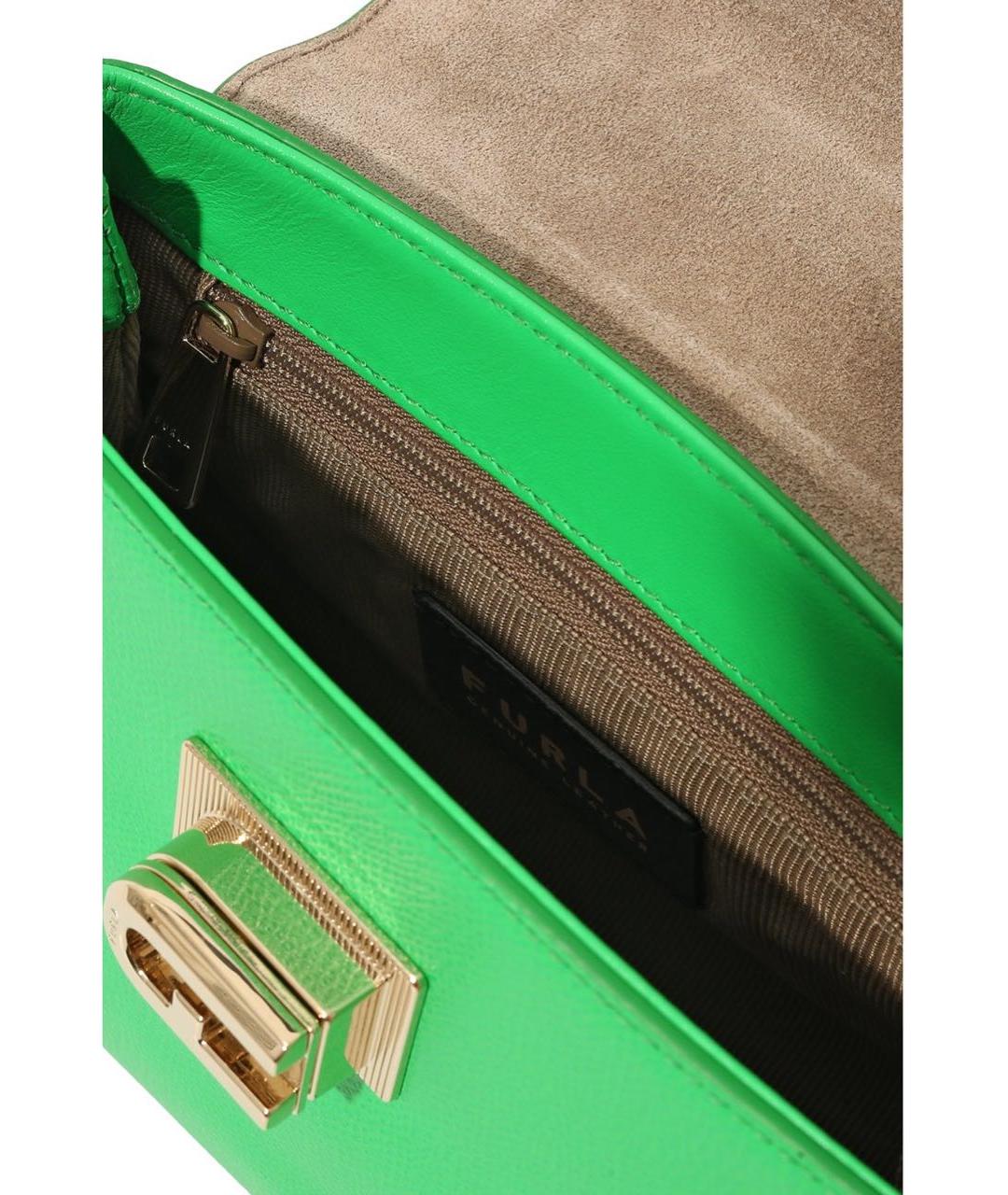 FURLA Зеленая кожаная сумка через плечо, фото 4