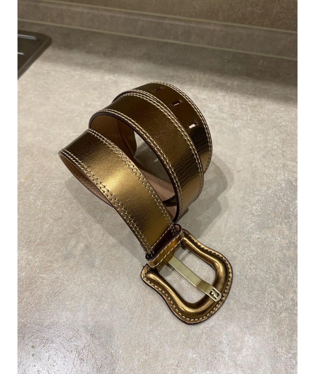 FENDI Золотой кожаный ремень, фото 7