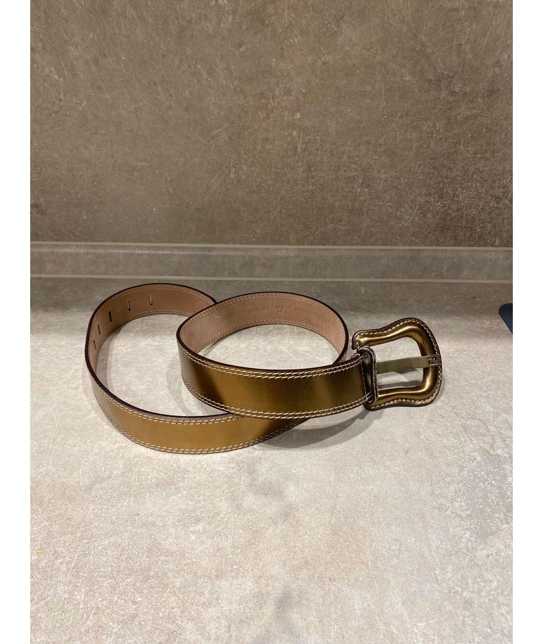 FENDI Золотой кожаный ремень, фото 4