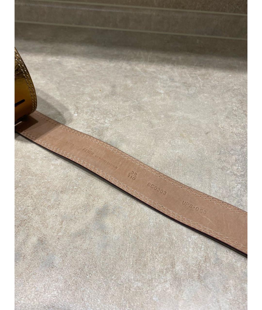 FENDI Золотой кожаный ремень, фото 3