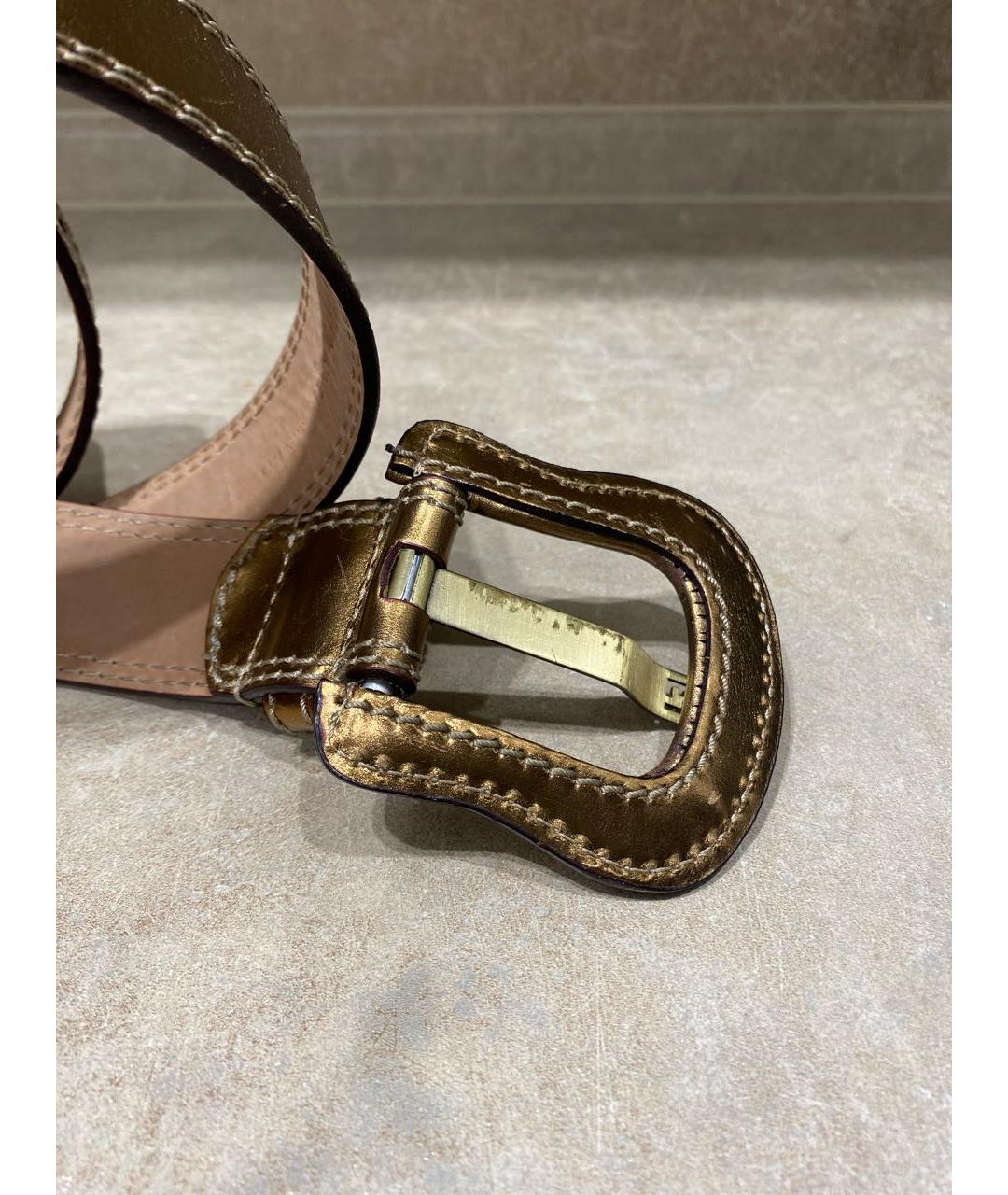 FENDI Золотой кожаный ремень, фото 6