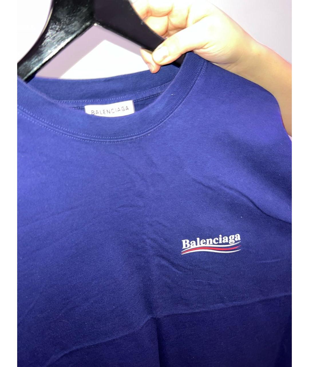 BALENCIAGA Синяя хлопковая футболка, фото 5