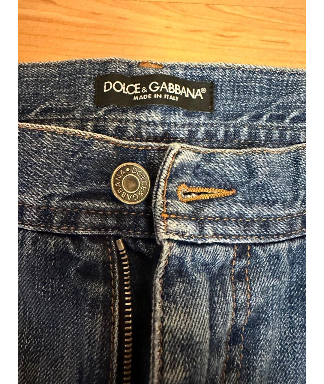 DOLCE&GABBANA Синие хлопковые прямые джинсы, фото 4