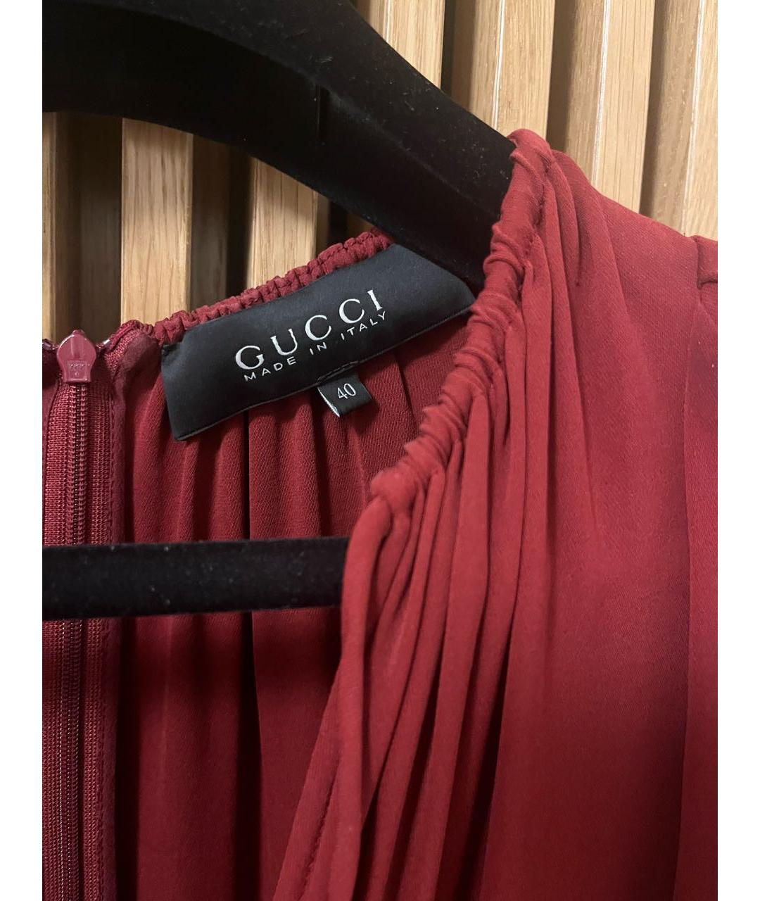 GUCCI Бордовое шелковое вечернее платье, фото 2