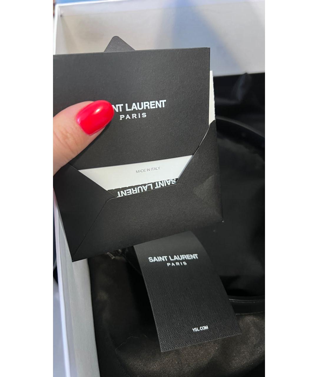SAINT LAURENT Черный кожаный ремень, фото 3