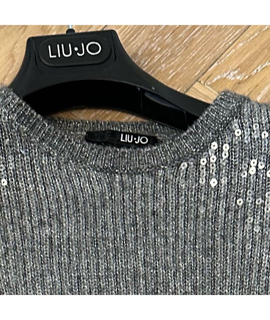 LIU JO Серый хлопко-эластановый джемпер / свитер, фото 3