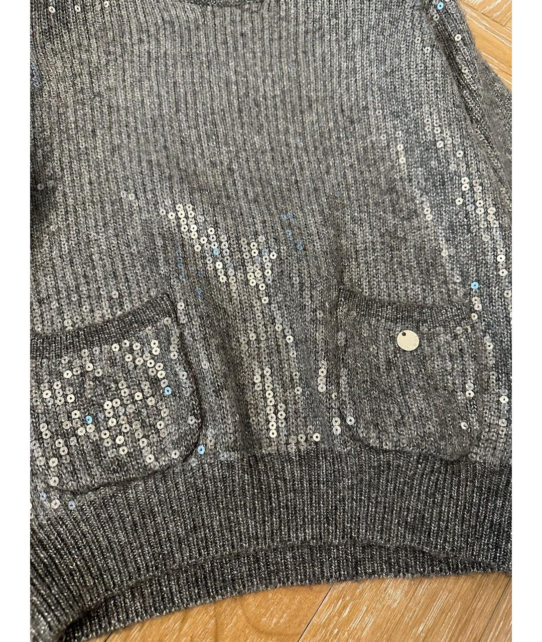 LIU JO Серый хлопко-эластановый джемпер / свитер, фото 4