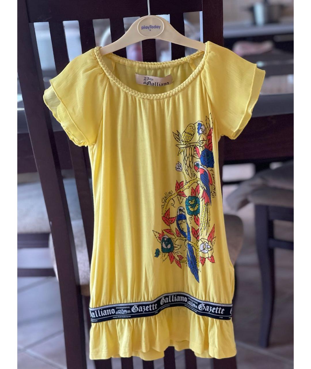 JOHN GALLIANO Желтый вискозный детская футболка / топ, фото 3