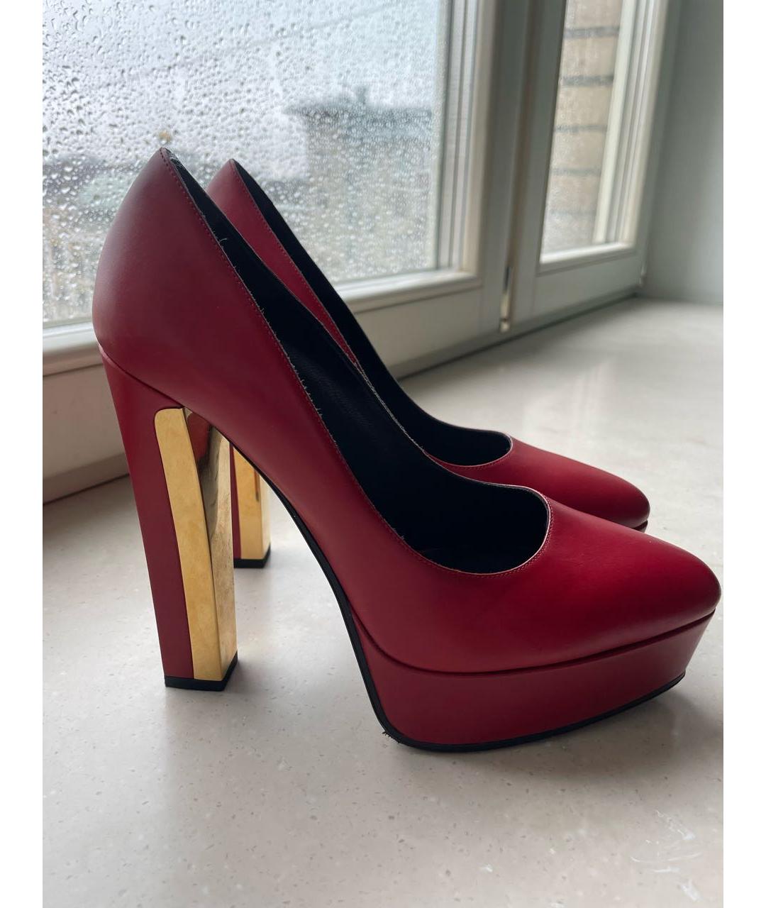 SAINT LAURENT Красные кожаные туфли, фото 6