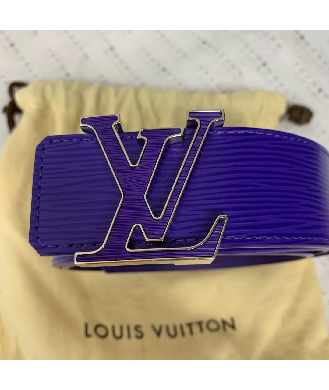 LOUIS VUITTON PRE-OWNED Фиолетовый кожаный ремень, фото 4