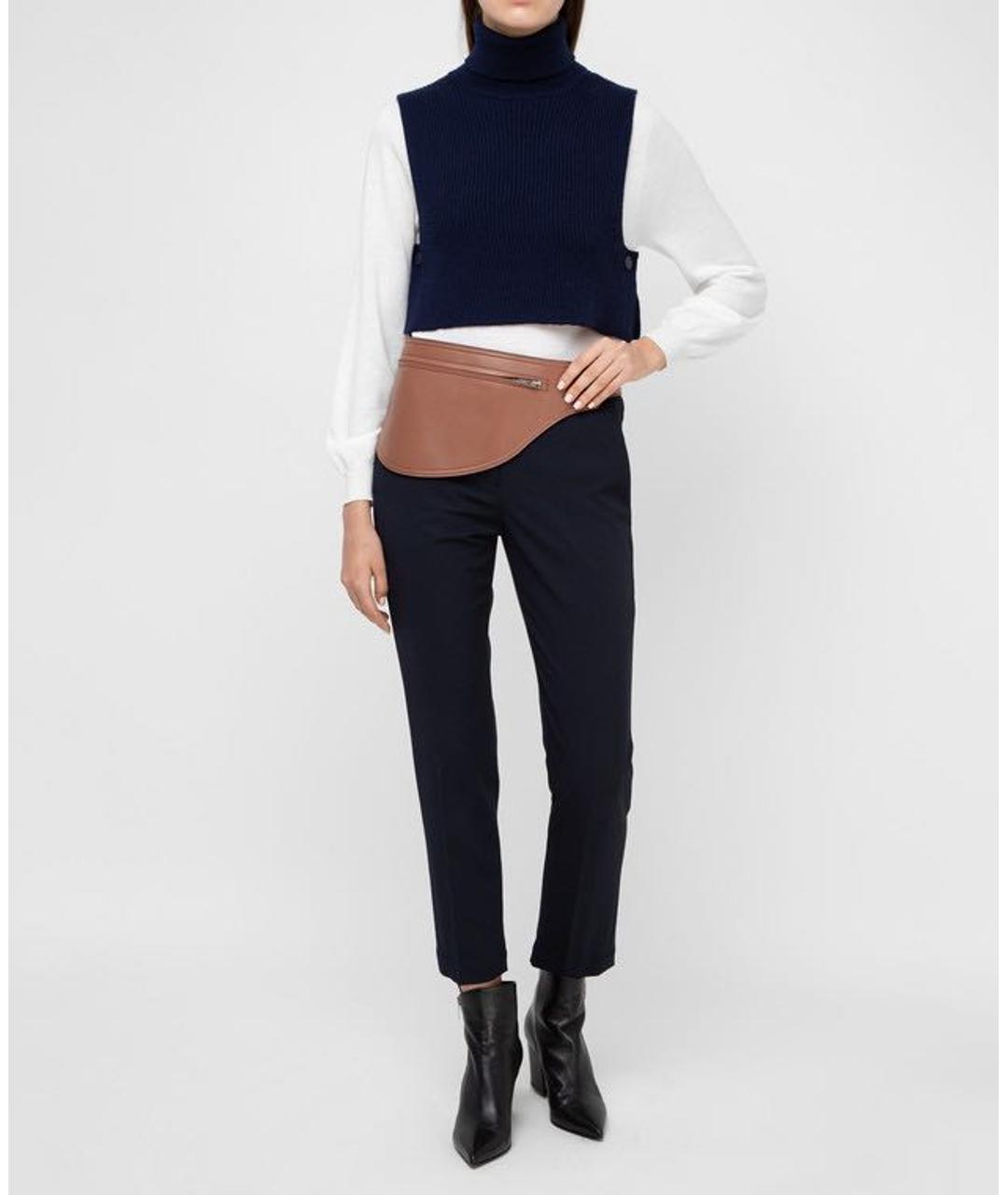 SPORTMAX Коричневая кожаная поясная сумка, фото 4