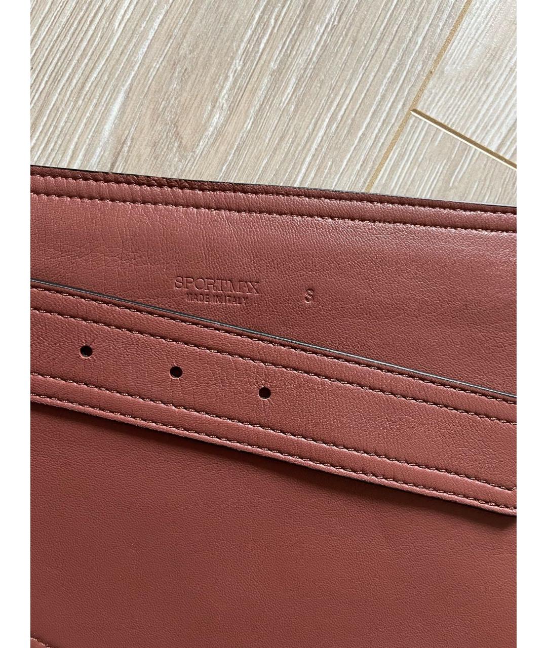 SPORTMAX Коричневая кожаная поясная сумка, фото 5