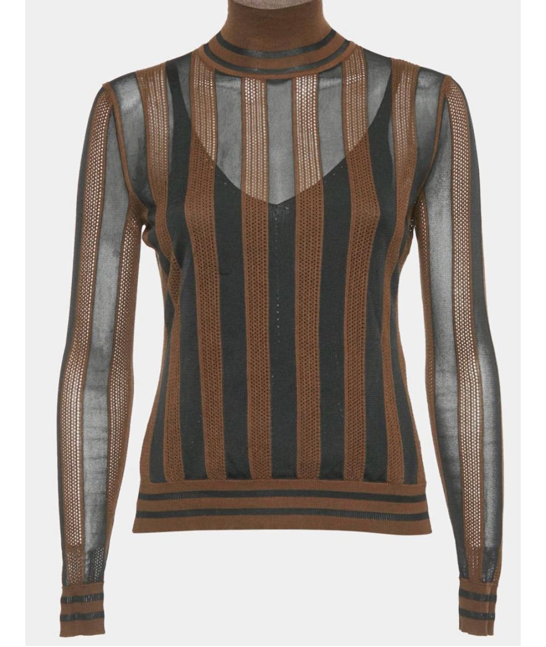 FENDI Коричневый шерстяной джемпер / свитер, фото 5