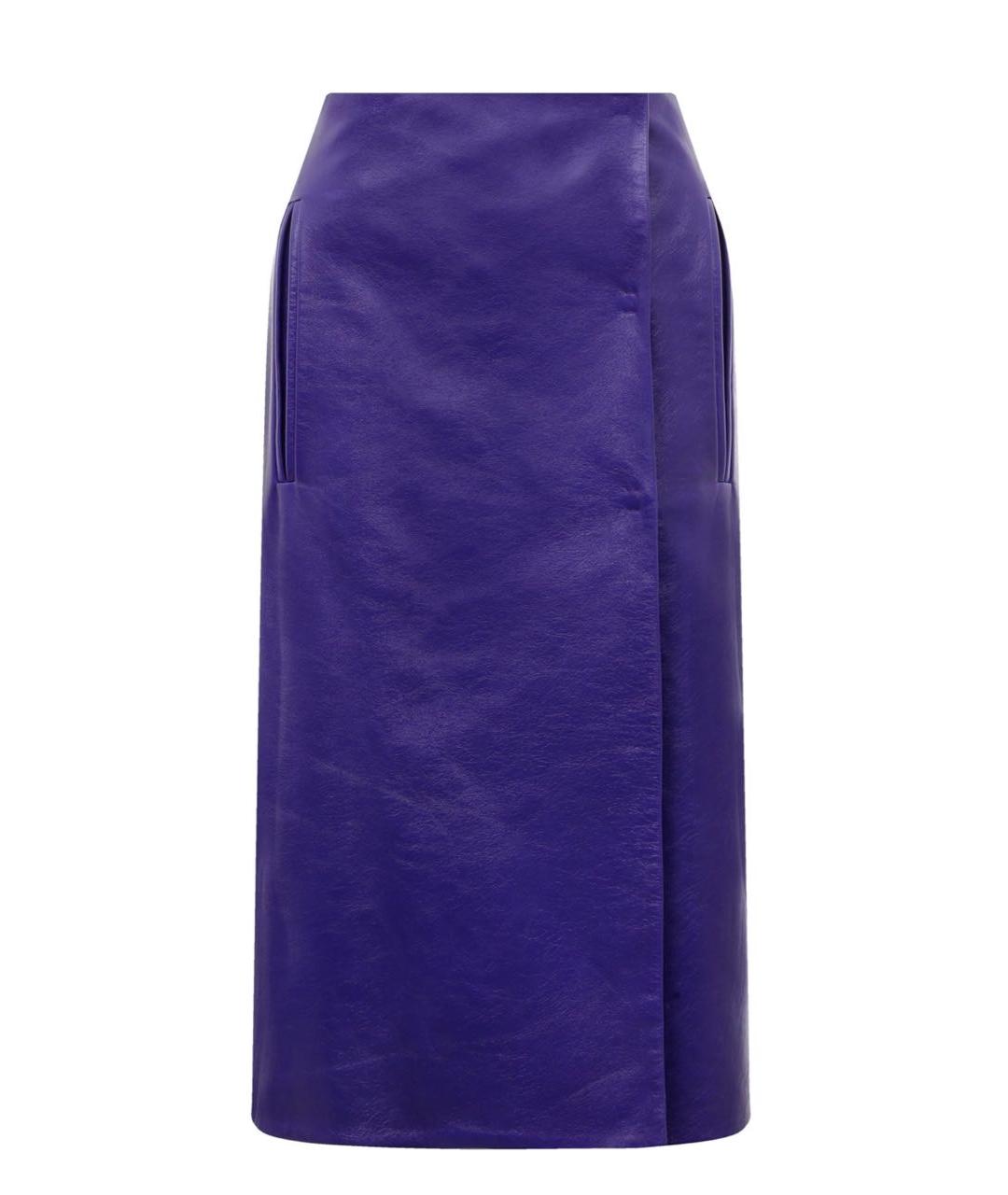 PRADA Фиолетовая кожаная юбка миди, фото 1